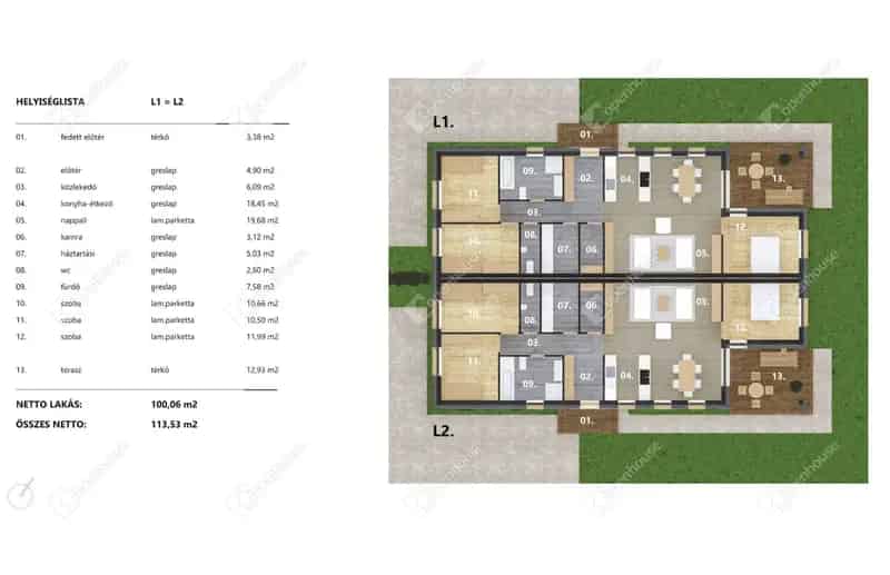 Hédervári 3 szobás ikerház eladó - 113 m2 - új építésű