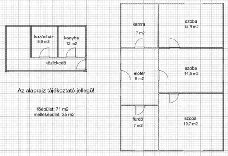 Tószegi 3 szobás családi ház eladó - 71m2 + 35m2 melléképület