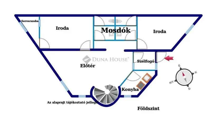 270 nm-es Iroda Buda II kerületben - 10 szoba, csigalépcső