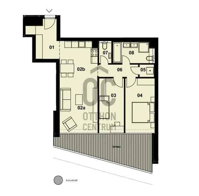 70 nm-es 3 szobás lakás terasszal XIII kerületben