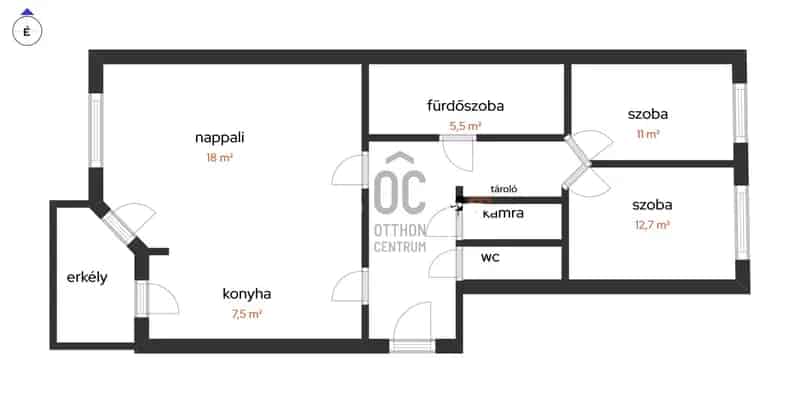 Debrecen 68 m2-es 2 1 félszobás tégla lakás zárt udvarral