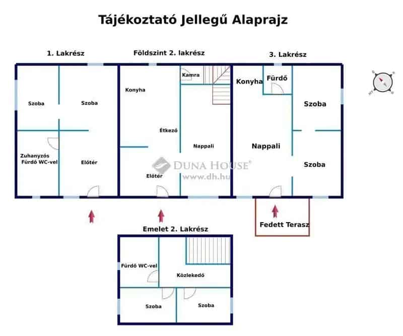 Gyáli családi ház eladó 3 lakrész befektetőknek több generációnak