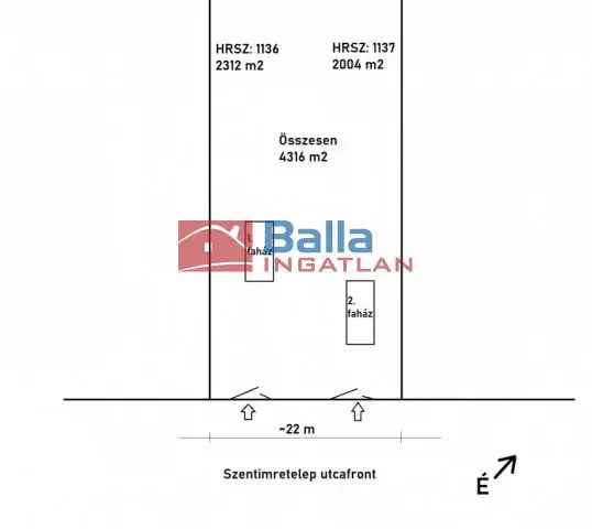 Nyáregyháza Szentimre telek Eladó 4316 m2 két telek