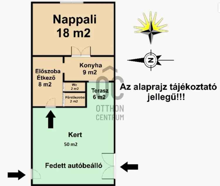 38 nm-es házrész eladó saját kerttel és autóbeállóval