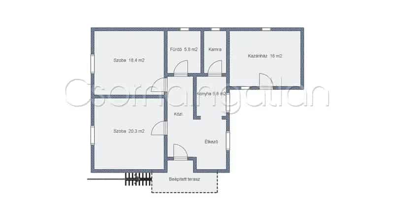 Csornán eladó 70 m2-es családi ház 1600 m2-es telken