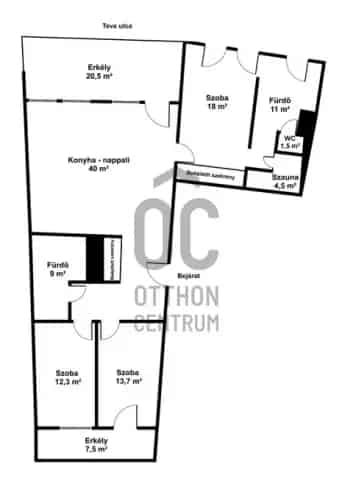 Budapest XIII kerületi eladó penthouse lakás 116 nm 28 nm terasz 3 hálószoba
