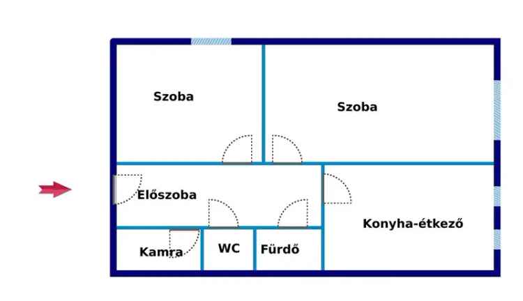 Komló Kökönyös 51m2 2 szobás felújítandó tégla lakás eladó