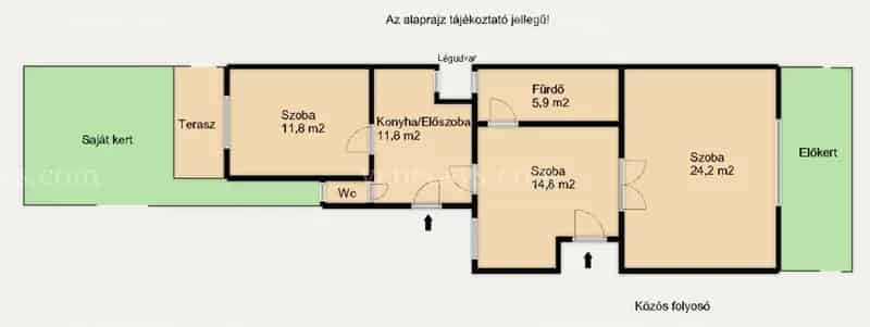 Felujitando 73nm-es 3 szoba kertkapcsolatos ket lakasra bonthato lakás