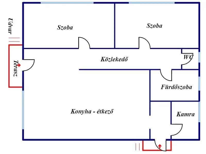 Makó 80m2-es 2 szobás családi ház eladó 601m2 telekkel