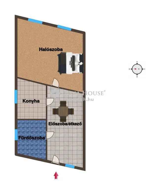 Felújítandó kertkapcsolatos tégla lakás vasútállomás közelében