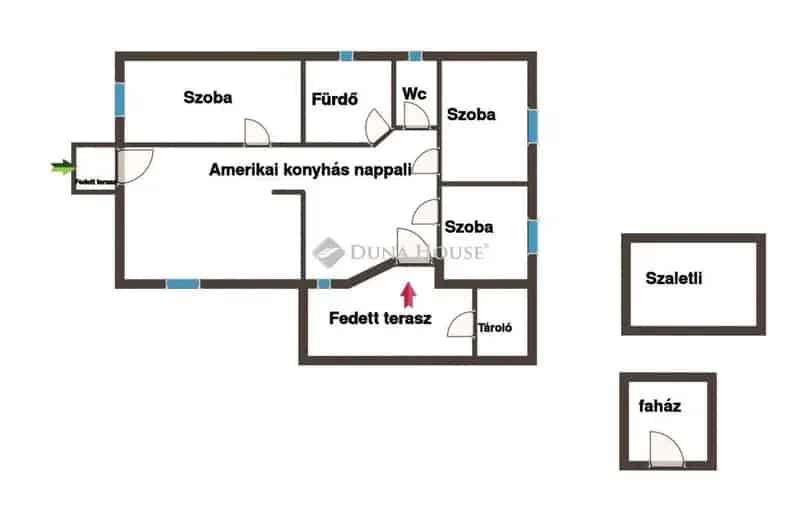 Tápiógyörgye családi ház eladó - 3 szoba, amerikai konyha, kert