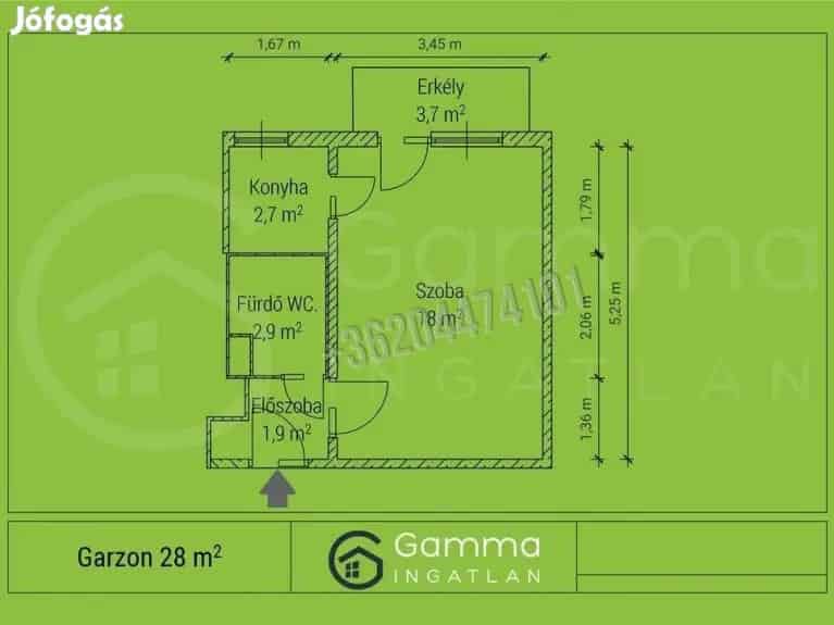 Garzonlakás eladó Miskolc belvárosában 28 nm