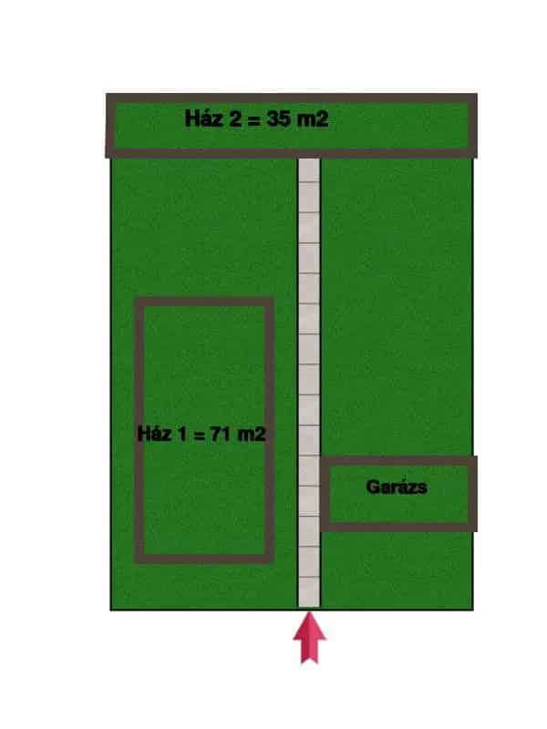 71 m2-es 2 szobás ház 35 m2-es melléképülettel eladó