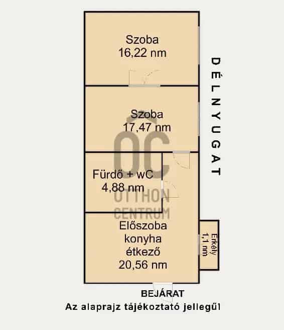 60 nm-es 2 szobás lakás kiváló infrastruktúrával
