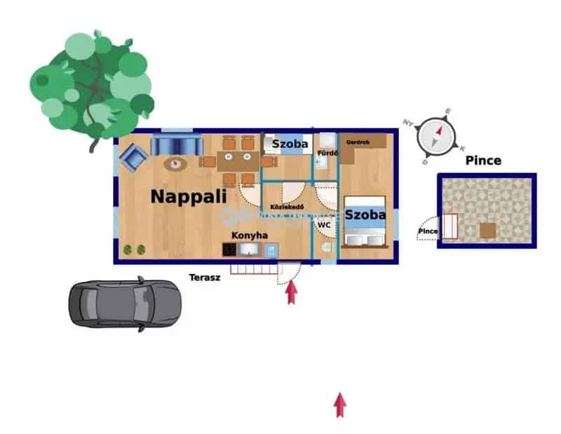 Bicske külterületi telek eladó lakható mobilházzal