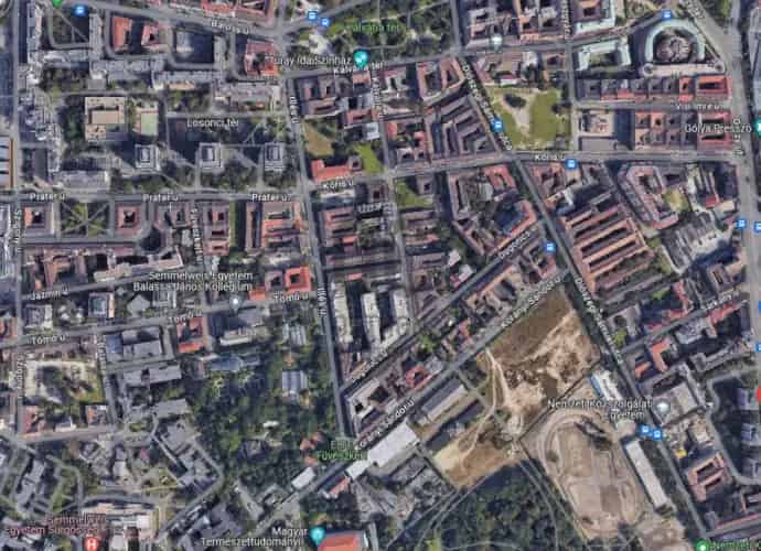 Budapest VIII kerületi eladó telek 2500 nm beépíthetőséggel
