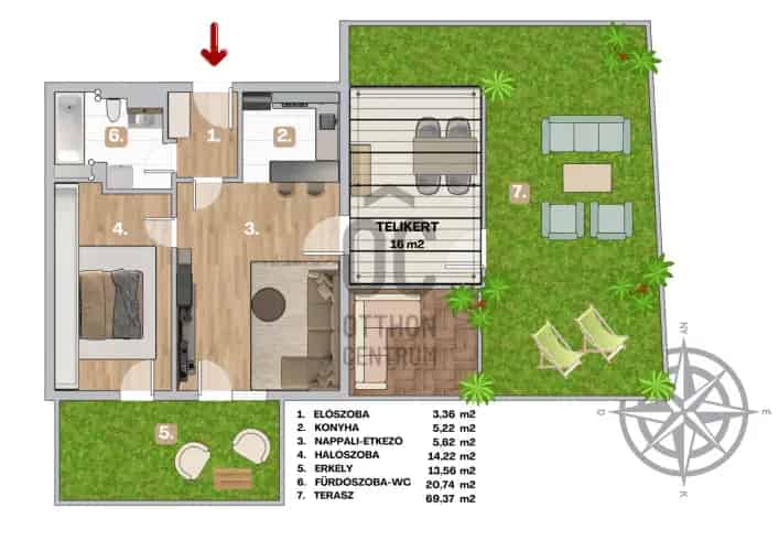 Budapest XIII kerület Penthouse Lakás eladó 70m2 Terasszal