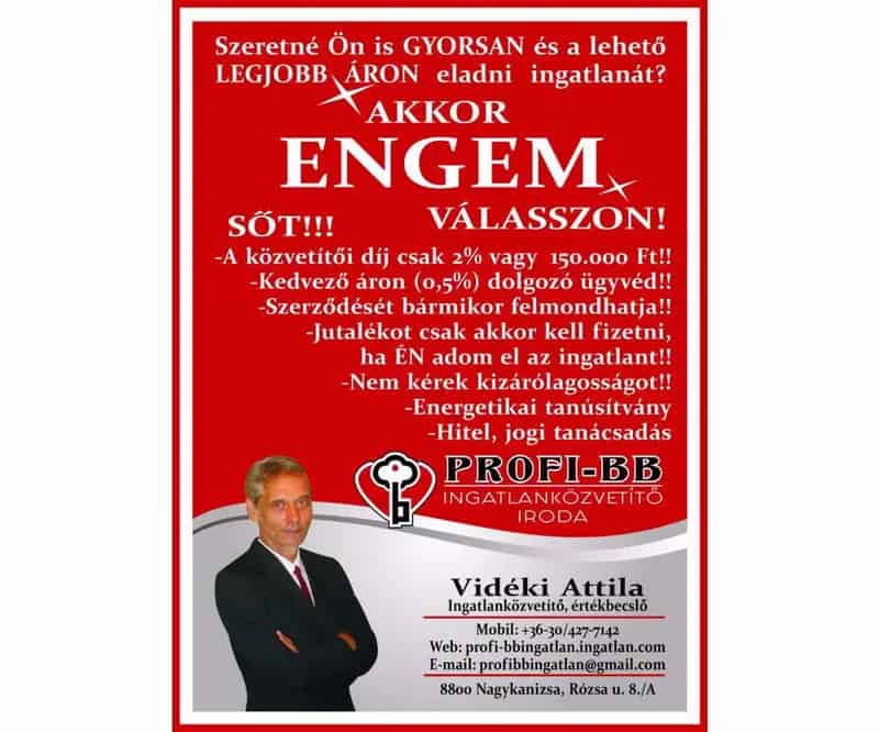 Ingatlan eladás-kiadás Nagykanizsán kedvező jutalékkal
