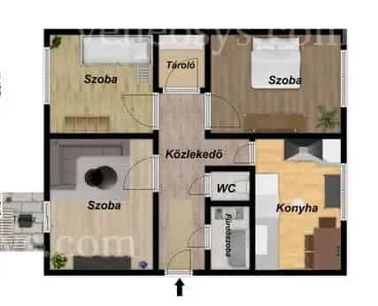 Kazincbarcika Deaak ter 73m2 3 szoba erkelly felujitott