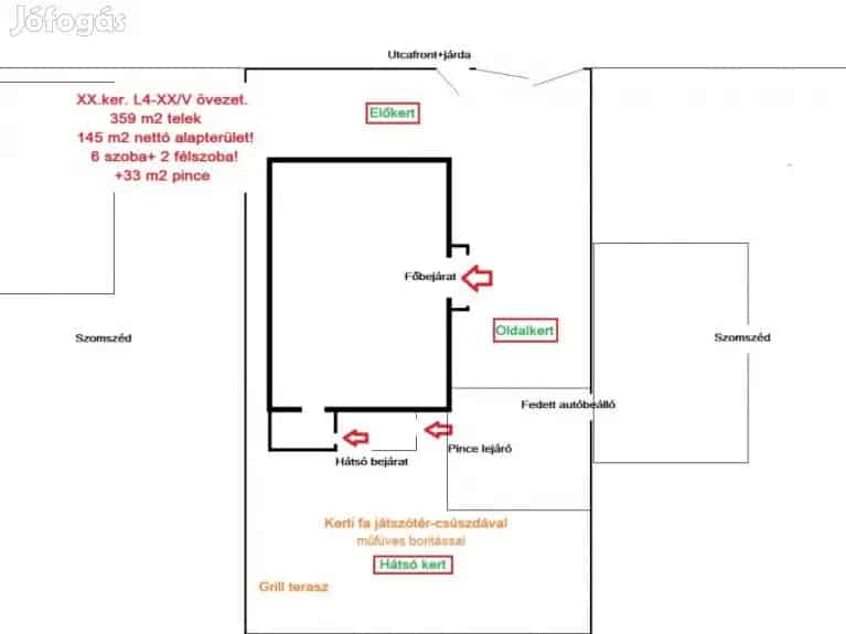 145m2 8 szobás családi ház 359m2 telekkel