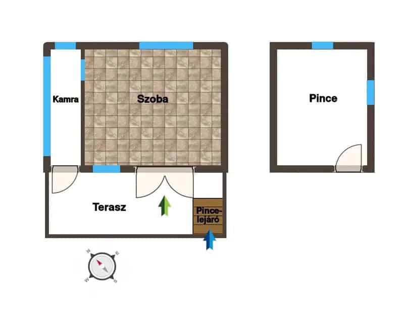 Győrszentiván 870m2-es telek eladó faházzal és pincével