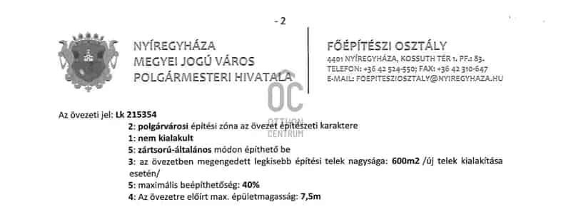 Nyíregyháza Belváros Építési Telek Eladó 622nm
