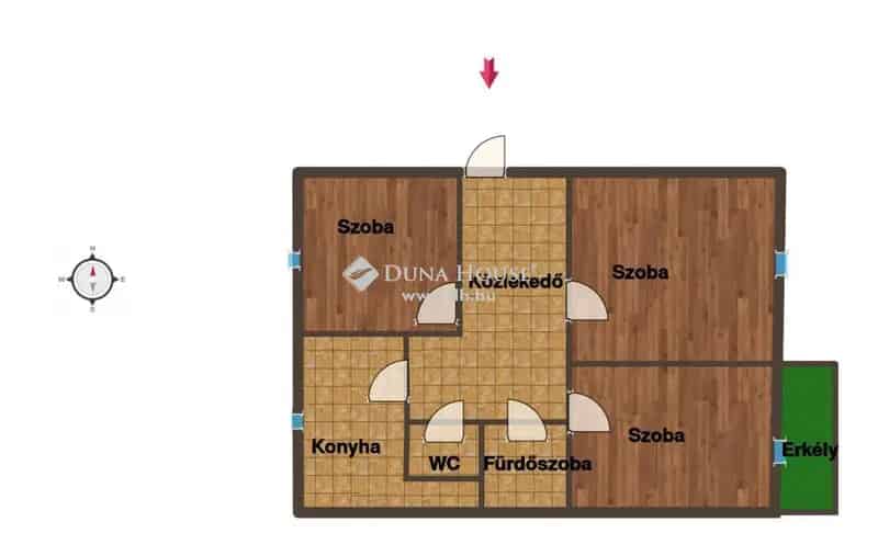 Dunakeszi 65 nm-es 3 szobás erkélyes lakás eladó