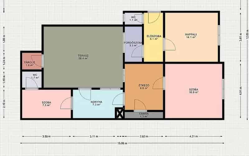 68 nm-es kertes ikerházfél Rákosszentmihályon