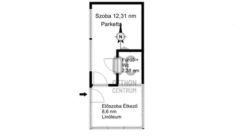 Markazi eladó nyaraló 1 szoba 681nm telekkel