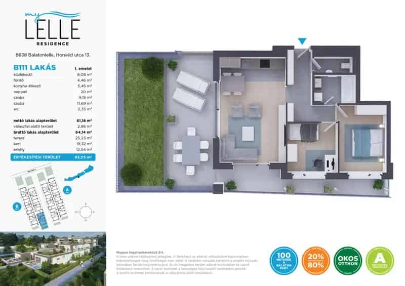 Balatonlellei Apartmanok eladók - Strandközelben - Újépítésű