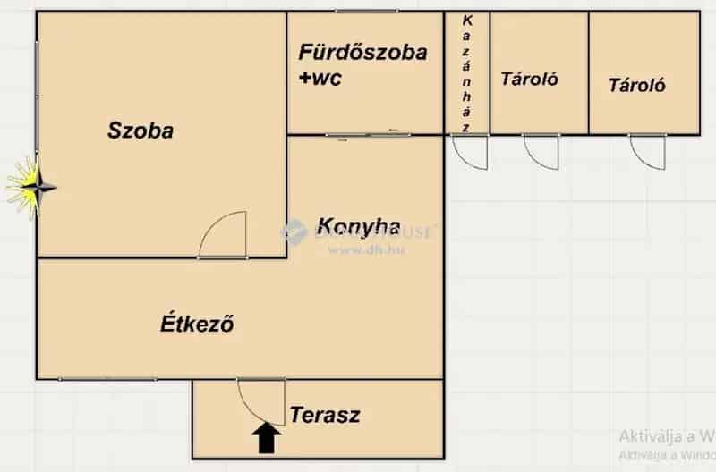 36 m2-es 1 szoba + konyha étkezővel eladó