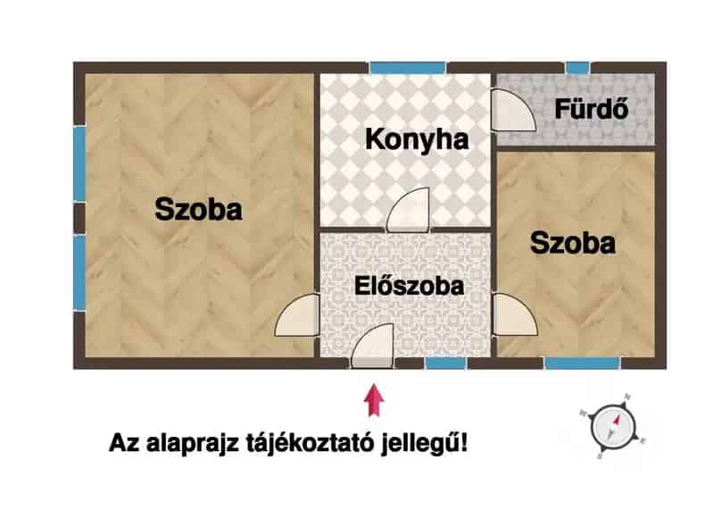 Szentkirályszabadján eladó kétszobás ház nagy telekkel