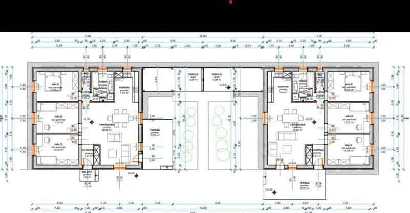 94 m2-es Ikerház Fél, 3 Szoba, Hőszivattyú, Padlófűtés, 500 m2 Telek