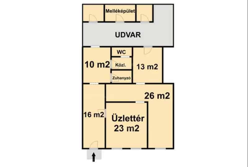 Paks főutca üzlethelyiség eladó 95m2