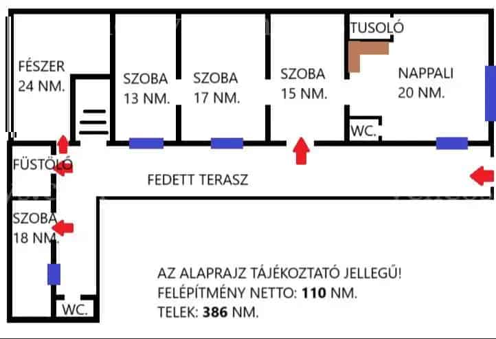 Vályogház Dunapatajon felújítandó 110nm 5 szoba