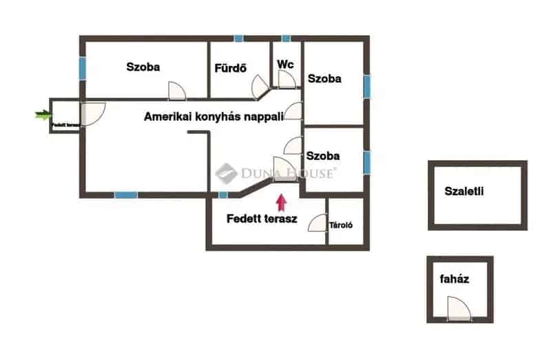 Tápiógyörgye családi ház eladó - 3 szoba, amerikai konyha, parkosított kert