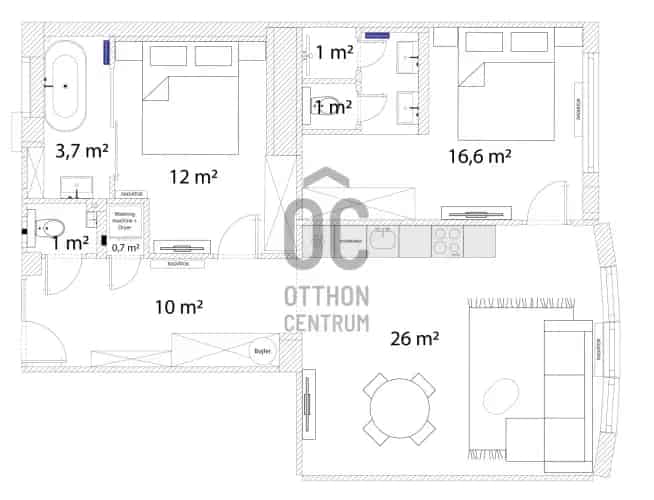 Budapest V kerület Pilvax köz Luxus 72m2 3 szobás lakás eladó