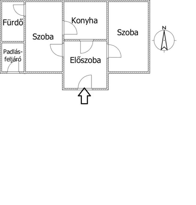 65m2-es 2 szobás téglaház eladó 3351m2-es telken