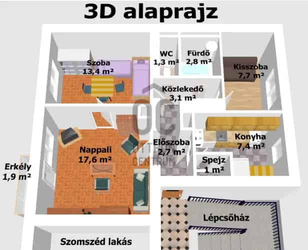Eger Felnémet 56nm 2 fél szoba gépesített lakás eladó