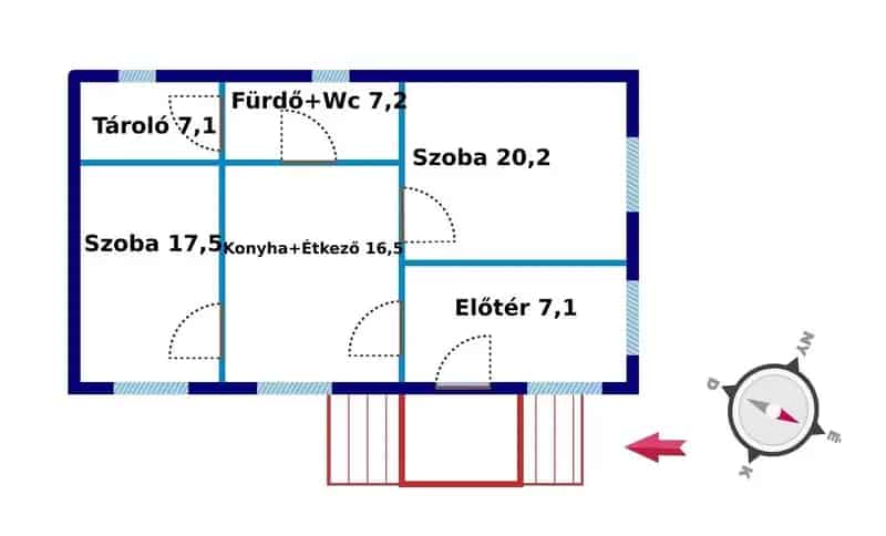 Bodrogkisfalud családi ház eladó 76 nm 1000 nm udvarral