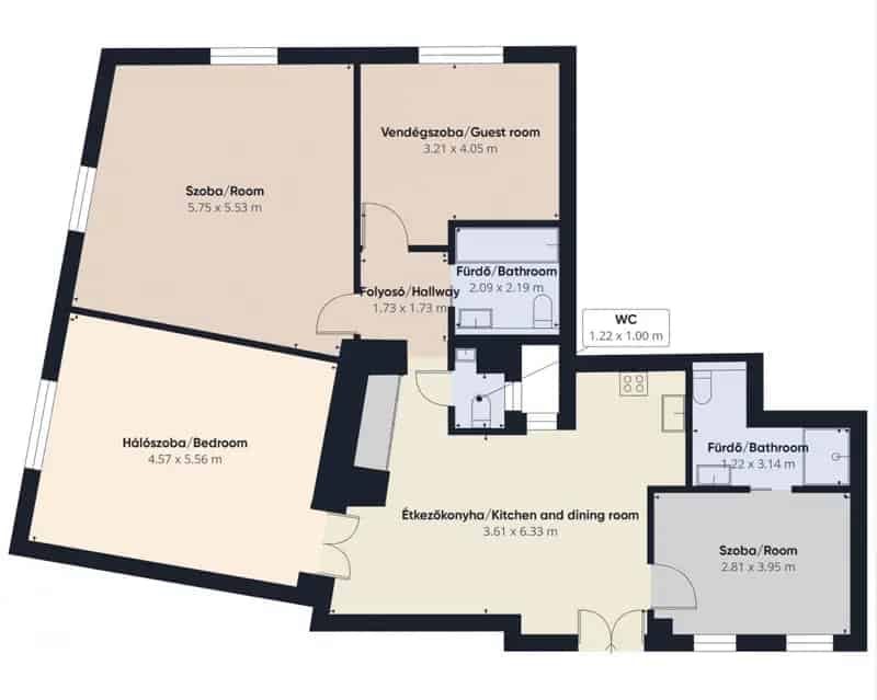 123 m² 4 szobás lakás Belvárosban - bútorozott
