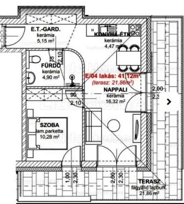 Balatonlellei 42 nm-es modern lakás eladó 8 lakásos társasházban