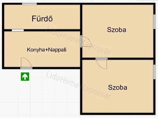 Kaposvári házrész eladó 44 m2 150 m2 telekkel