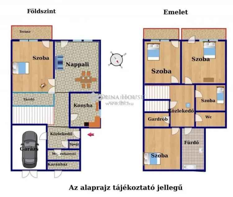 Tatai 150 nm-es 3 szintes sorház eladó garázzsal és kerttel