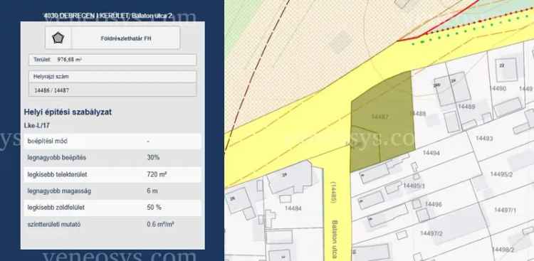 Telek eladó Debrecen Tégláskertben 977 m² építési lehetőséggel