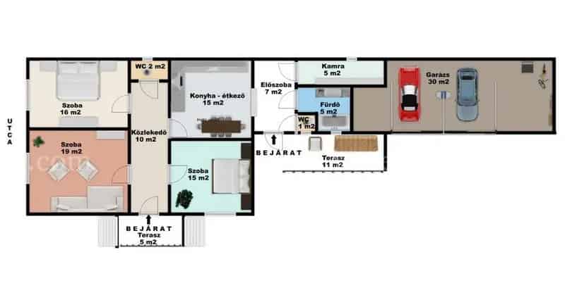 Családi ház eladó Tolnán 120m2 3 szoba garázs melléképület