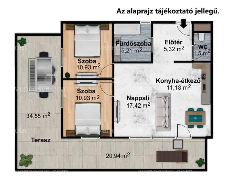 Szigetszentmiklós 65 nm-es új építésű 3 szobás lakás erkéllyel