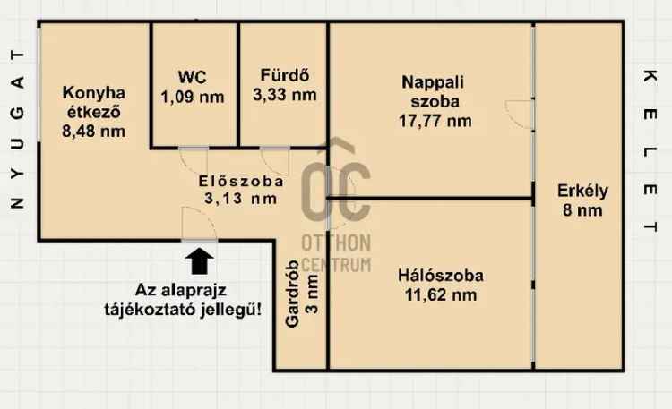 52 nm-es 2 szobás erkélyes lakás kiváló elhelyezkedéssel