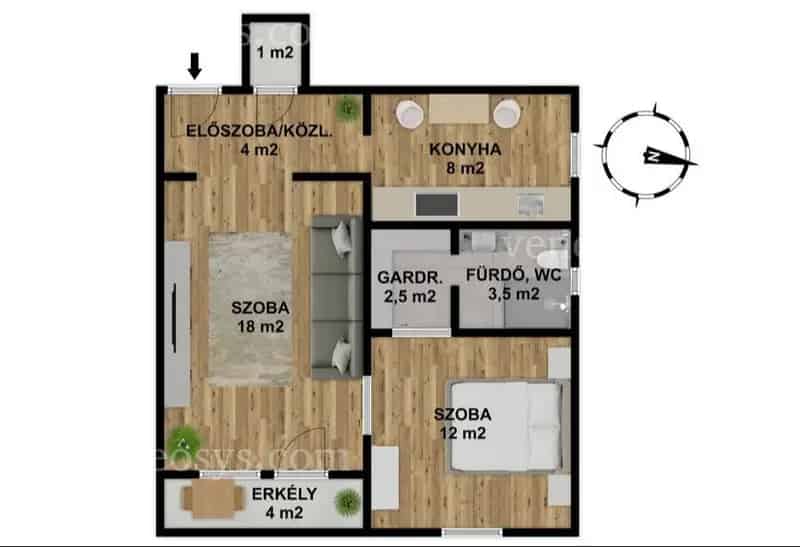 Szekszárdon kiadó frissen felújított 2 szobás földszinti lakás