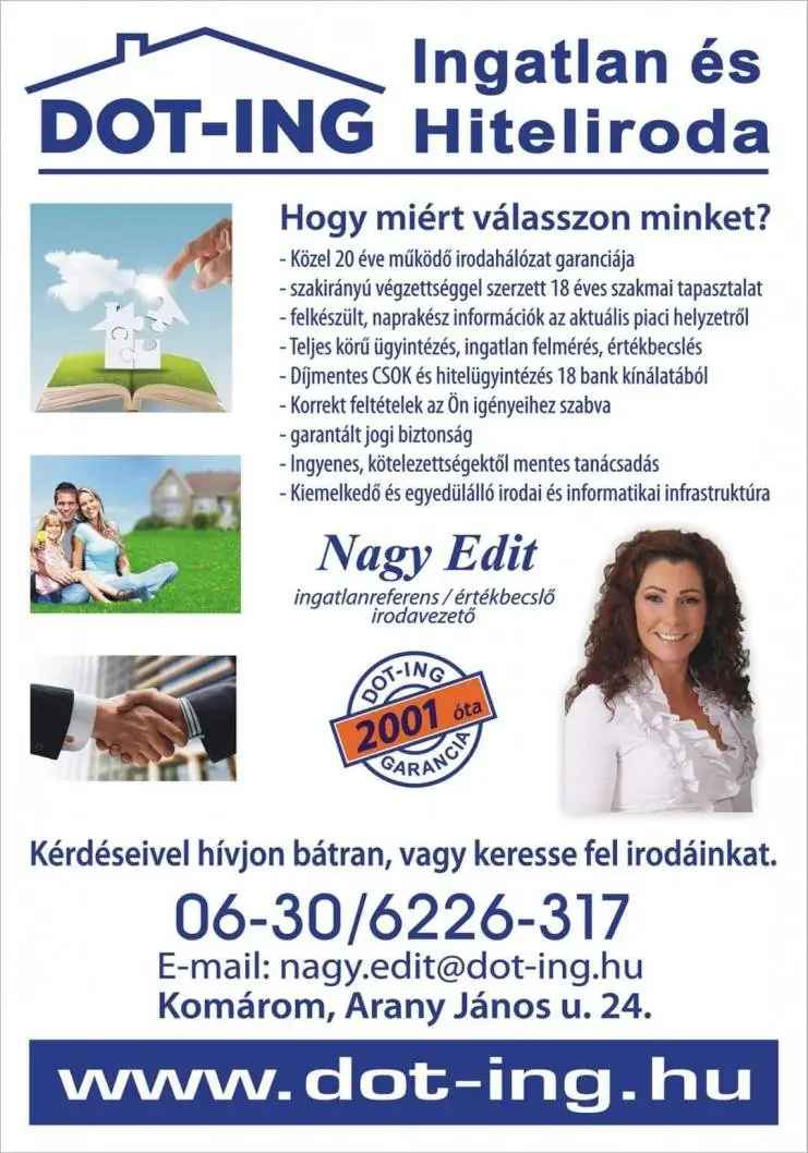 Építési telek eladó Komárom zöldövezetben közel a központhoz